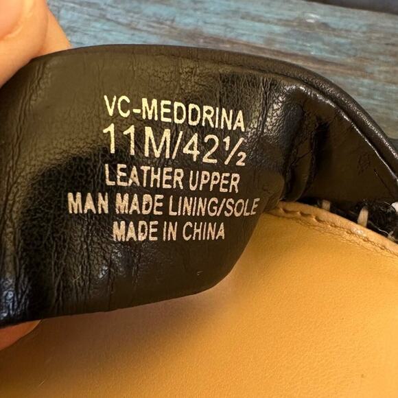 Vince Camuto Meddrina Black Leather Espadrille Wedge Sandals Women’s 11 Padded - Picture 4 of 9